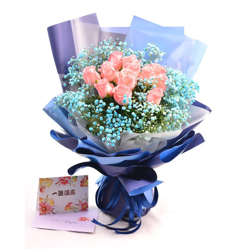 Florist simple style bouquet of 12 roses-BO394
