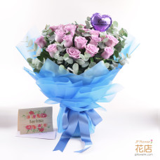「紫愛宣言」客製化告白氣球玫瑰花束｜Flower20獨家超過100色玫瑰即日送達