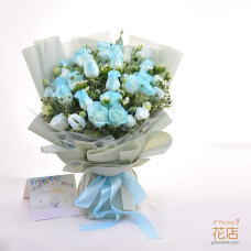 【Flower20 Florist】The Chosen Love: 18 Roses + Eustoma Customised Bouquet | Florist Select Flowers + Customised Balloon
