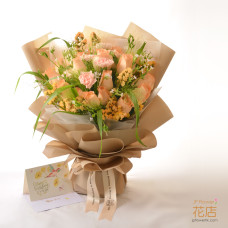 憶路繁花 - 12枝玫瑰康乃馨母忘我訂製花束