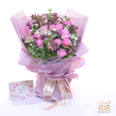 【Flower20 Florist】European Chic: 18 Stems New-Hued Rose + 3 Fillers Bouquet | Affordable Online Custom Order (Birthday/Love Expression)