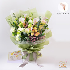 【Flower20花店】輕奢雅緻：香檳水晶馬蹄蘭與桔梗花束 | 平價客製化 (生日/送朋友)